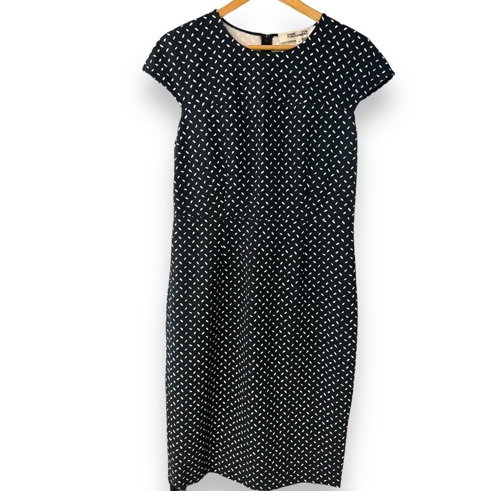 Diane Von Furstenberg (DVF) Hadlie Dress‎ Bromley Dot Black Size 10 Cap Sleeve